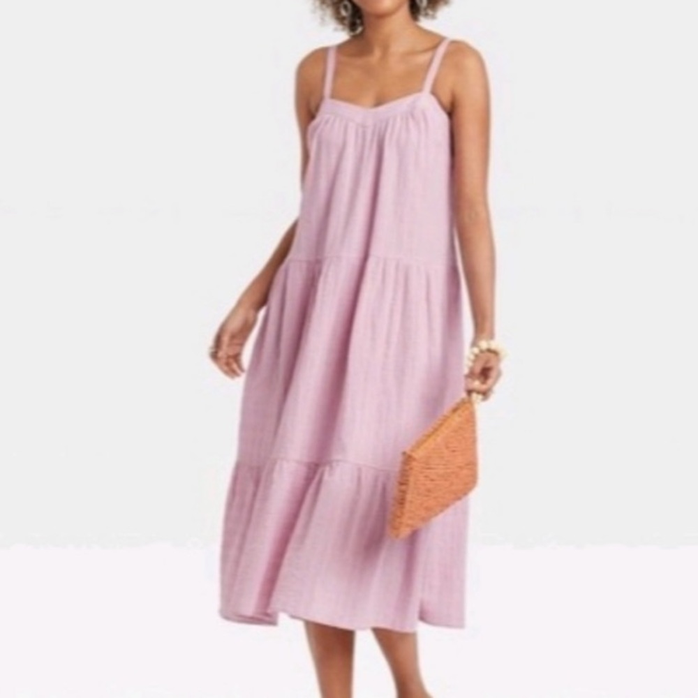 🔥 NWOT Knox rose light purple straps cotton midi dress size L.